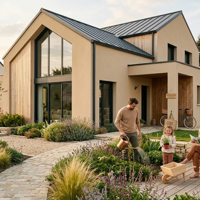 Maison individuelle neuve avec jardin aménagé