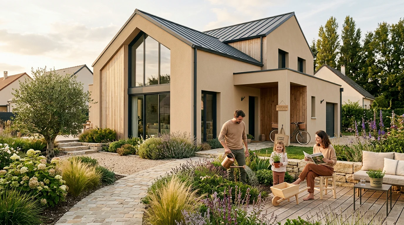 Maison individuelle neuve avec jardin aménagé
