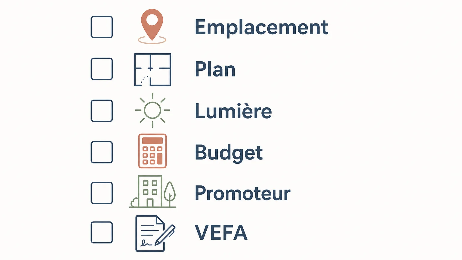 Checklist illustrée des critères à vérifier avant l’achat d’un logement neuf