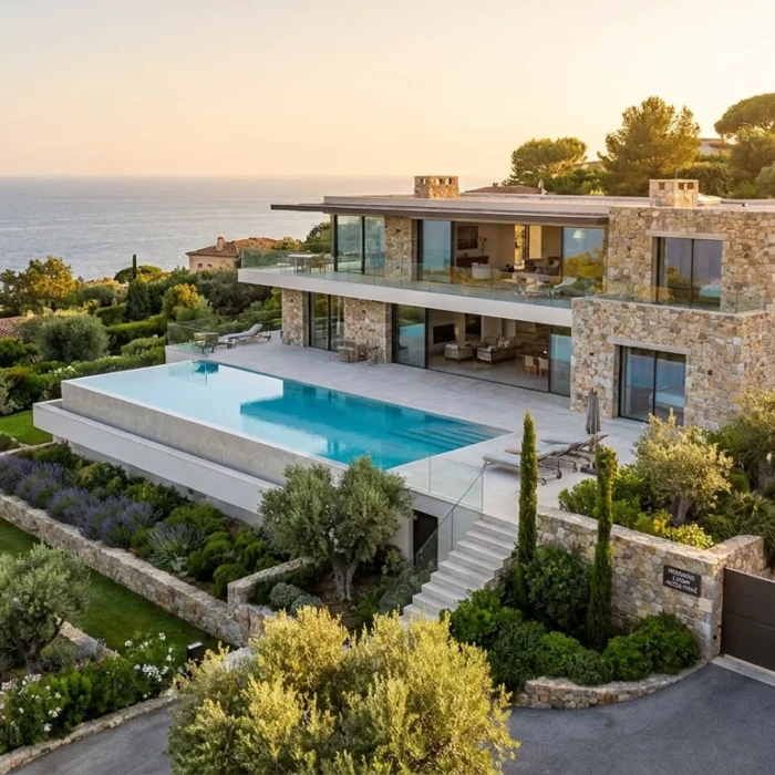 Résidence neuve contemporaine en bord de mer sur la Côte d'Azur