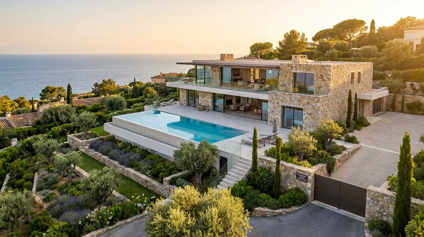 Résidence neuve contemporaine en bord de mer sur la Côte d'Azur