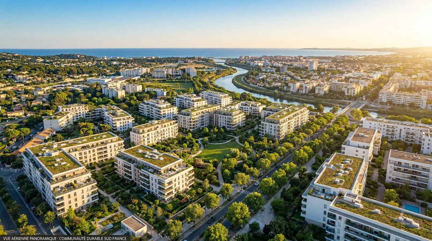 Vue aérienne de Lattes, commune résidentielle entre Montpellier et la Méditerranée