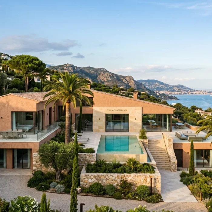 Villa méditerranéenne contemporaine neuve sur les hauteurs de Cagnes-sur-Mer