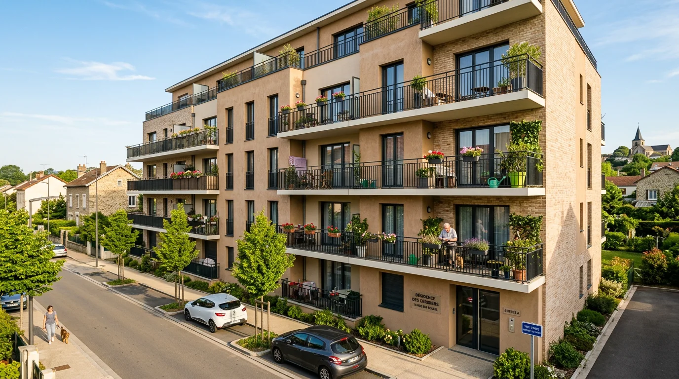 Immeuble résidentiel moderne à Gagny sous la lumière du matin