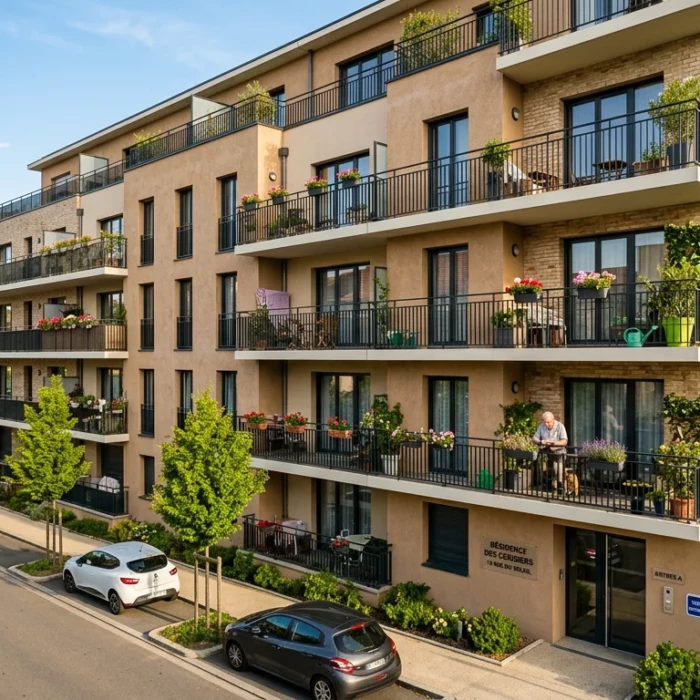 Rue résidentielle avec immeubles d'appartements à Gagny