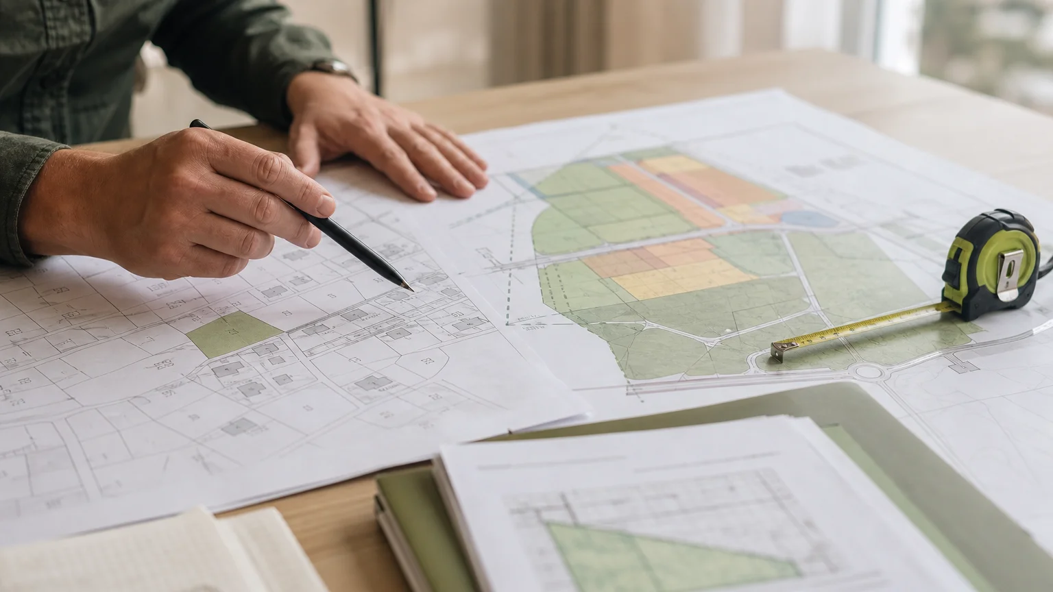 Documents d’urbanisme et plans pour vérifier un terrain constructible.