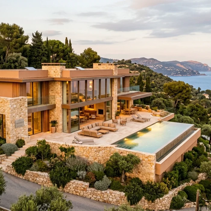 Villa contemporaine méditerranéenne achevée sur les hauteurs des Alpes-Maritimes