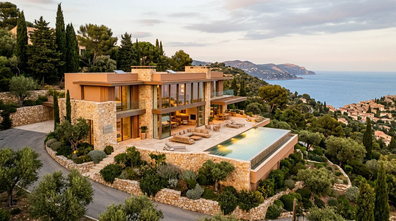 Villa contemporaine méditerranéenne achevée sur les hauteurs des Alpes-Maritimes