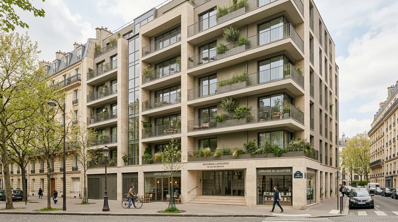 Immeuble d'appartements neufs contemporain dans un quartier parisien