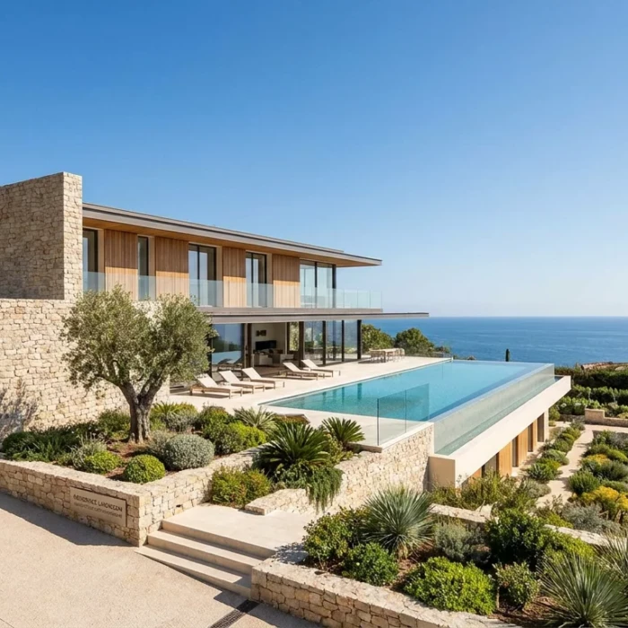 Résidence neuve contemporaine avec piscine et vue mer sur la Côte d'Azur