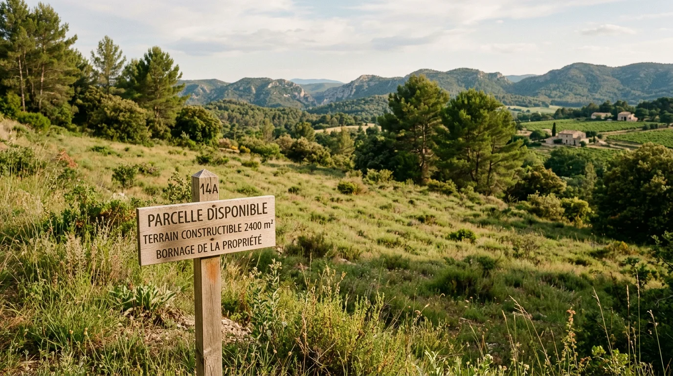 Terrain à bâtir en pente légère dans la campagne vallonnée de Tanneron