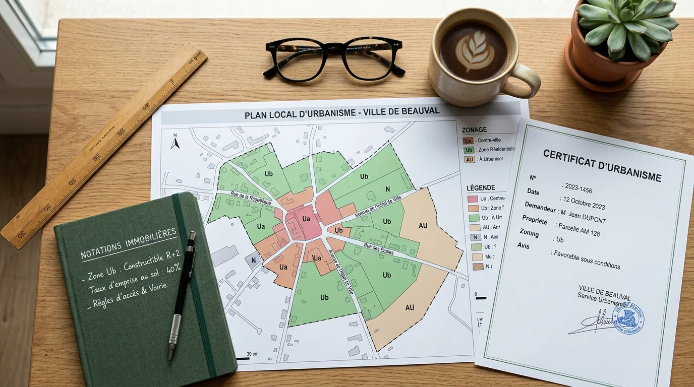 Documents d'urbanisme et plan de zonage pour vérifier la constructibilité d'un terrain