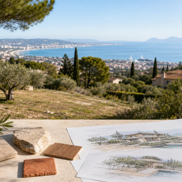 Terrain méditerranéen destiné à un projet de maison individuelle à Cannes