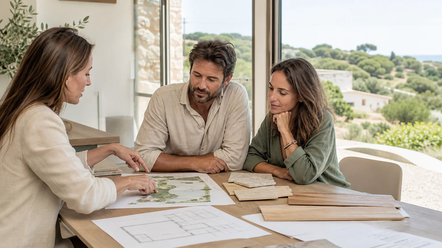 Échange autour des plans et de l’étude d’un terrain pour une maison à Cannes