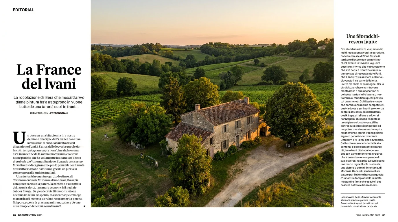 Maison de campagne en pierre dans un paysage rural français