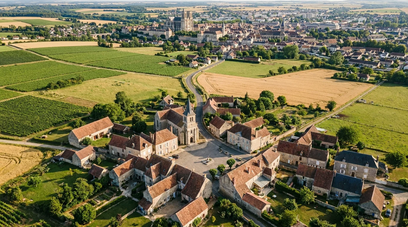 Village français bien connecté aux infrastructures de transport