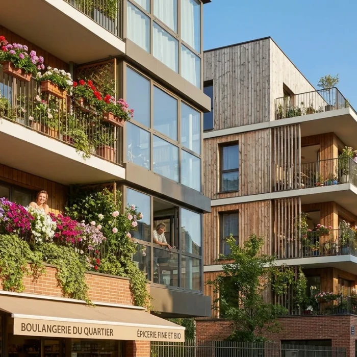 Immeuble résidentiel moderne à Bois-d'Arcy avec balcons et ciel bleu