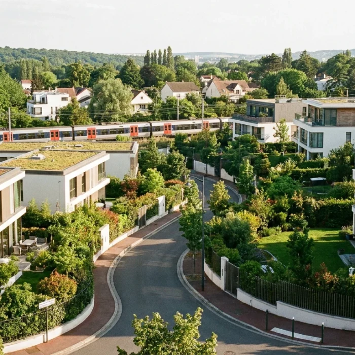 Quartier résidentiel de maisons neuves en Île-de-France