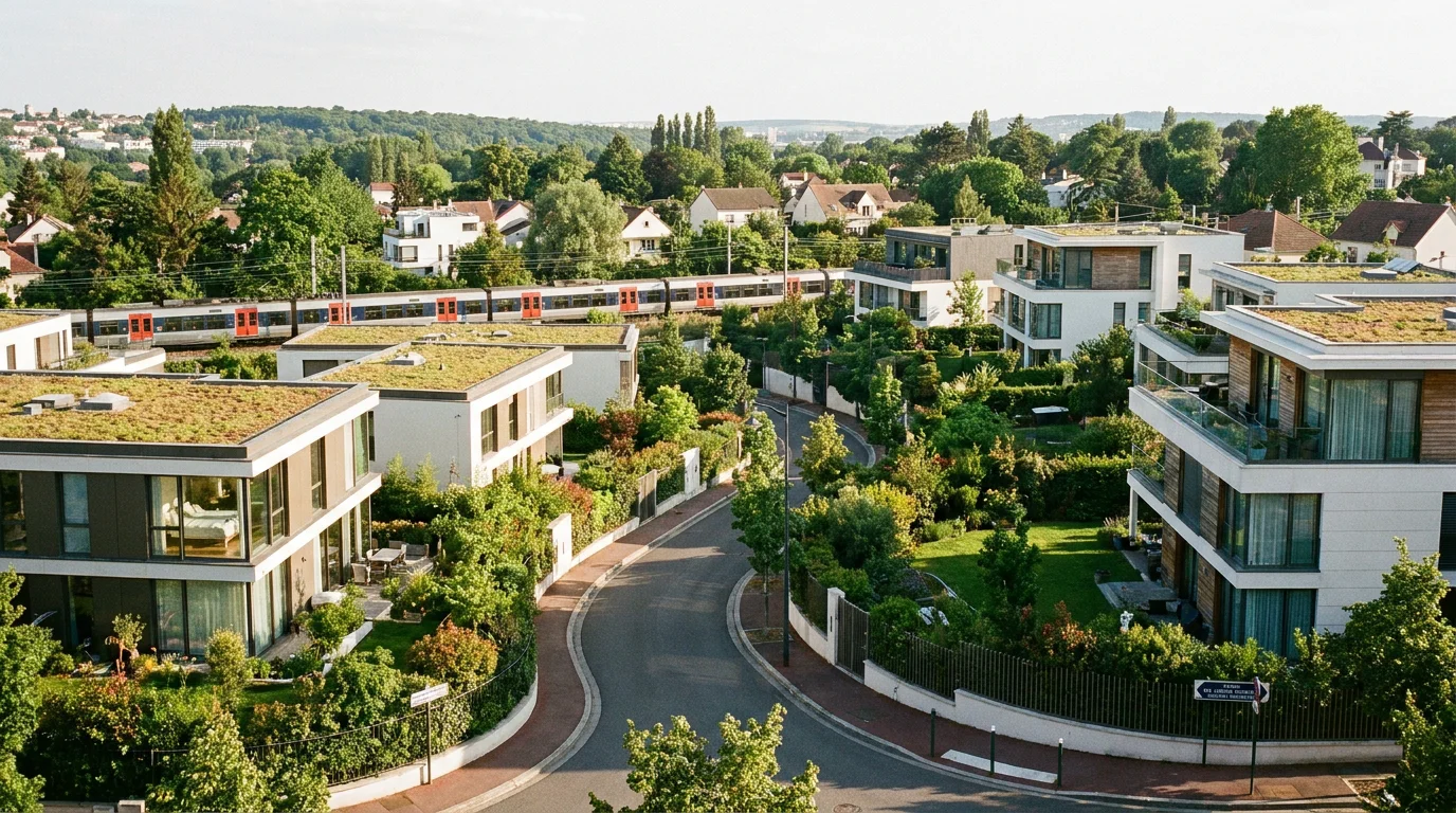 Quartier résidentiel de maisons neuves en Île-de-France