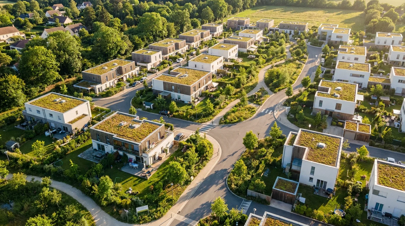 Lotissement de maisons neuves en Île-de-France avec jardins privatifs
