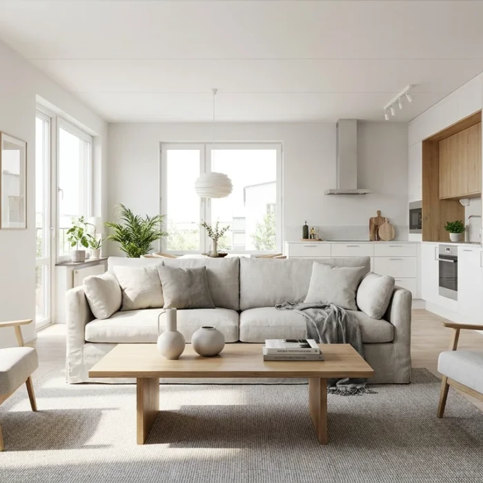 Appartement meublé pour la location avec aménagement sobre et lumineux