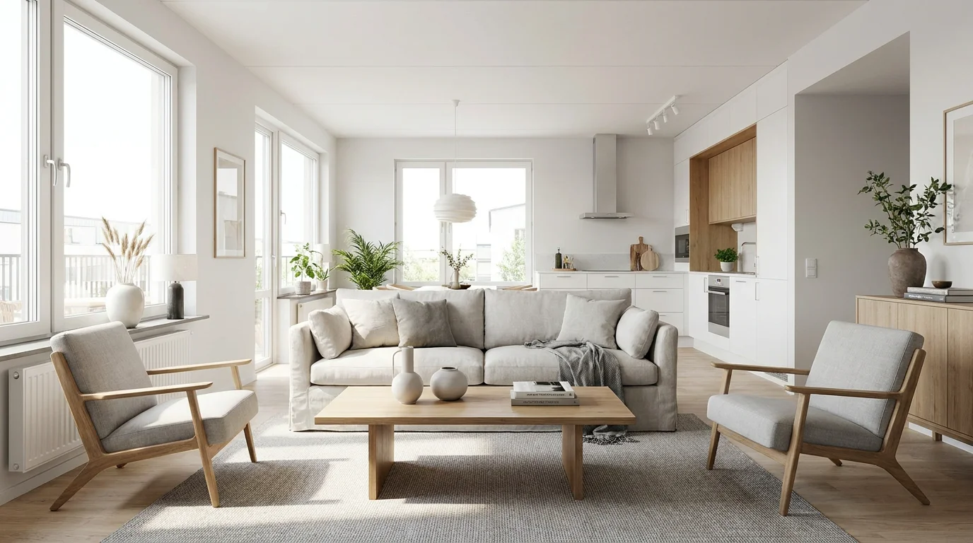 Appartement meublé pour la location avec aménagement sobre et lumineux
