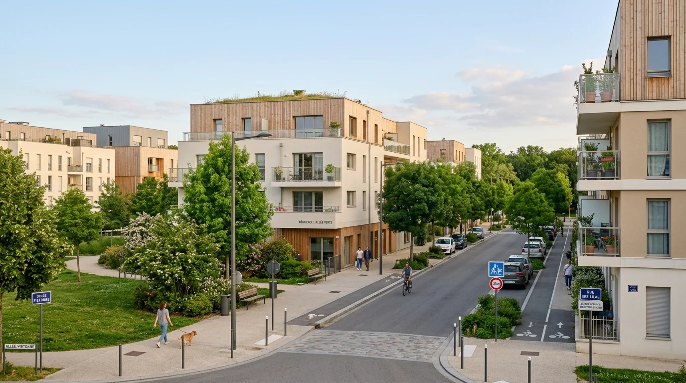 Immeubles neufs et espaces verts dans un quartier résidentiel de Noisy-le-Grand