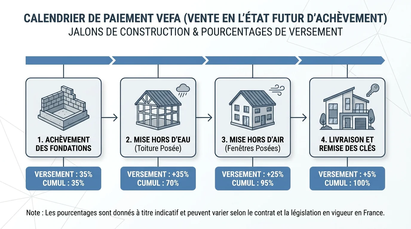 Calendrier des appels de fonds lors de la construction d'un immeuble en VEFA