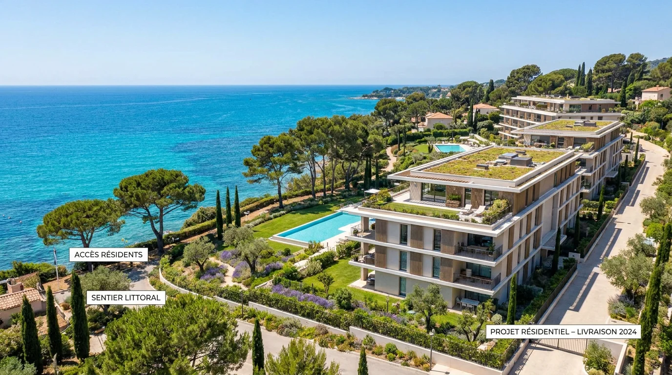 Quartier résidentiel neuf avec vue mer sur la Côte d'Azur